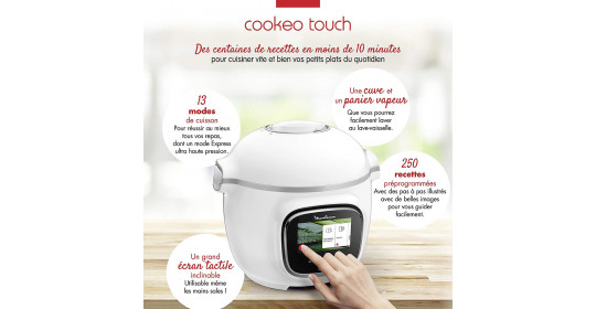Moulinex Cookeo + Touch Mijoteur CE901100 250 recettes Blanc