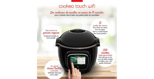 Cookeo MOULINEX Mega Connect 200 recettes noir + moule à gateau